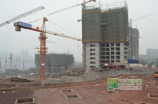 丽雅龙城2月工程进度 1#、2#楼已封顶