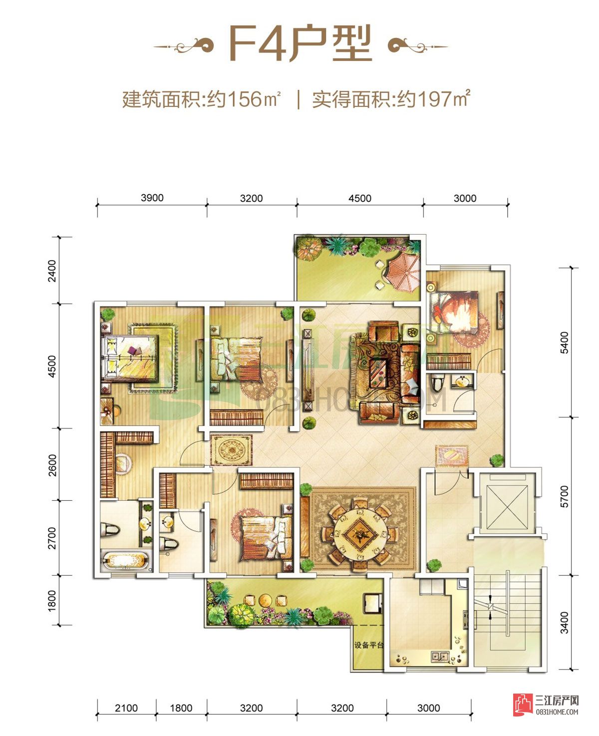 丽雅大院f4型-户型-三江房产网