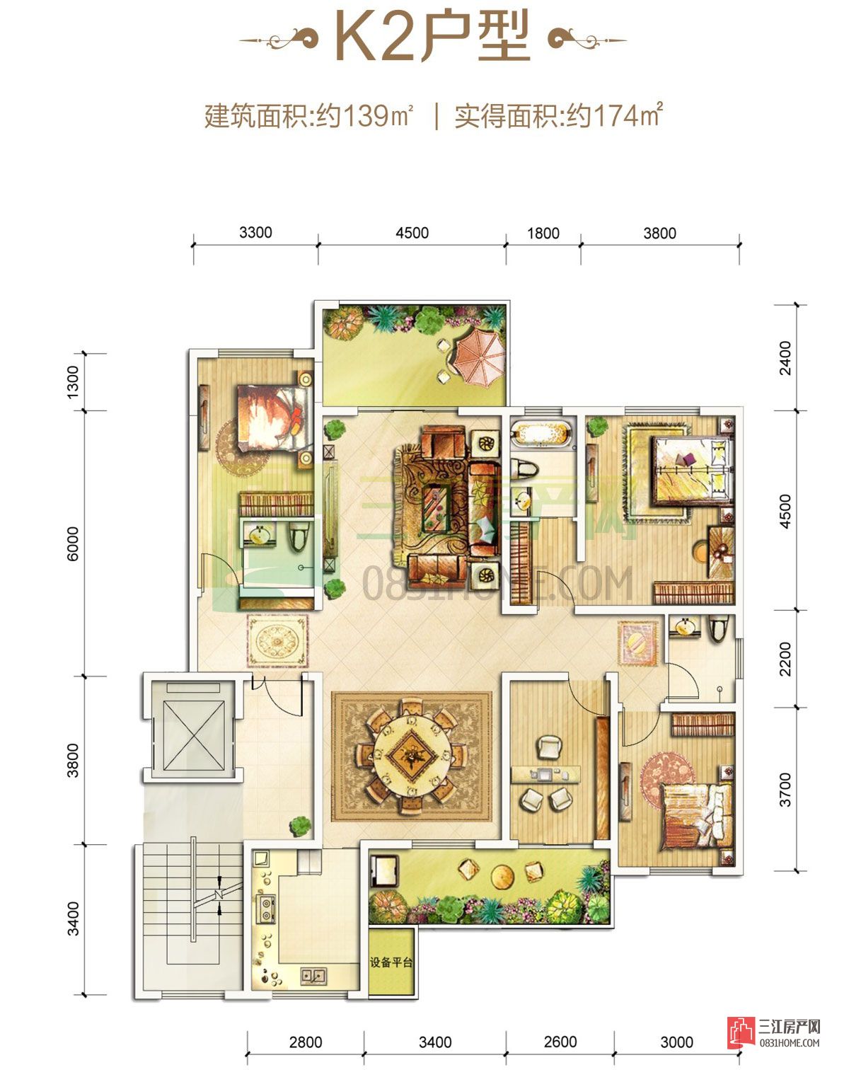 丽雅大院k2型-户型-三江房产网