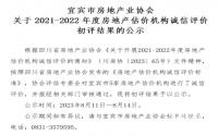 关于2021-2022年度房地产估价机构诚信评价初评结果的公示